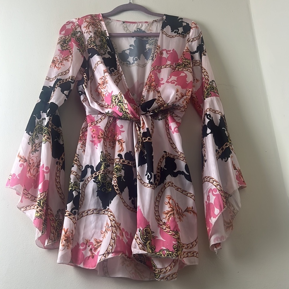 Unbranded Chain Multi- Colored Peplum Blouse/Dress Sz M